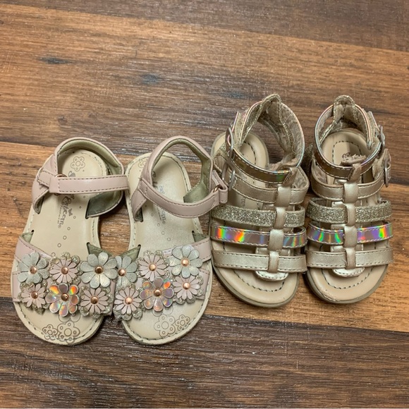 Self Esteem Other - Self Esteem Toddler Girl Sandals Size 5 - 2 Paires Pink And Gold